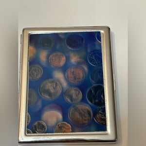 DING HAO Metal 20 Cigarettes Case W/Hinges & Photo Image Coins Collection, NIP
